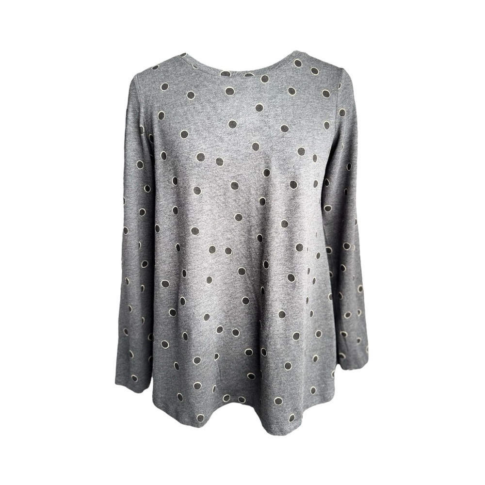 NWOT Boden Gray Swing Top with Black Polka Dots